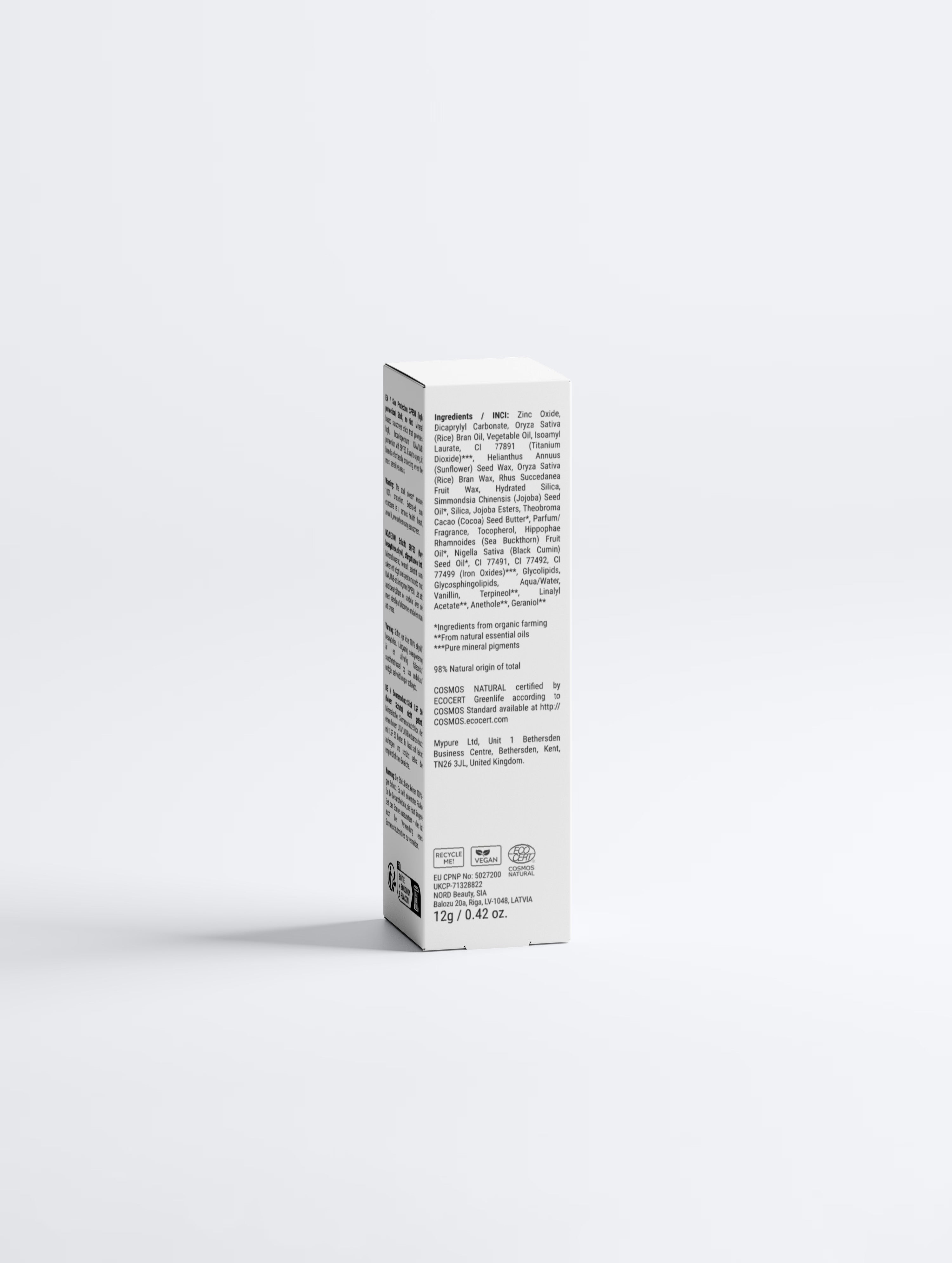 Stick de protection solaire SPF50, sans teinte
